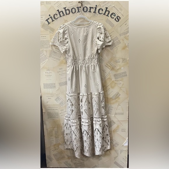 Anthropologie The Somerset Maxi Dress Faux Leather Embroidered Edition Tiered - Picture 6 of 6